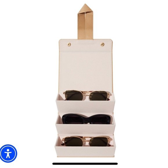 Beige Faux Leather Sunglasses Holder with 3 compartments - Picture 1 of 5